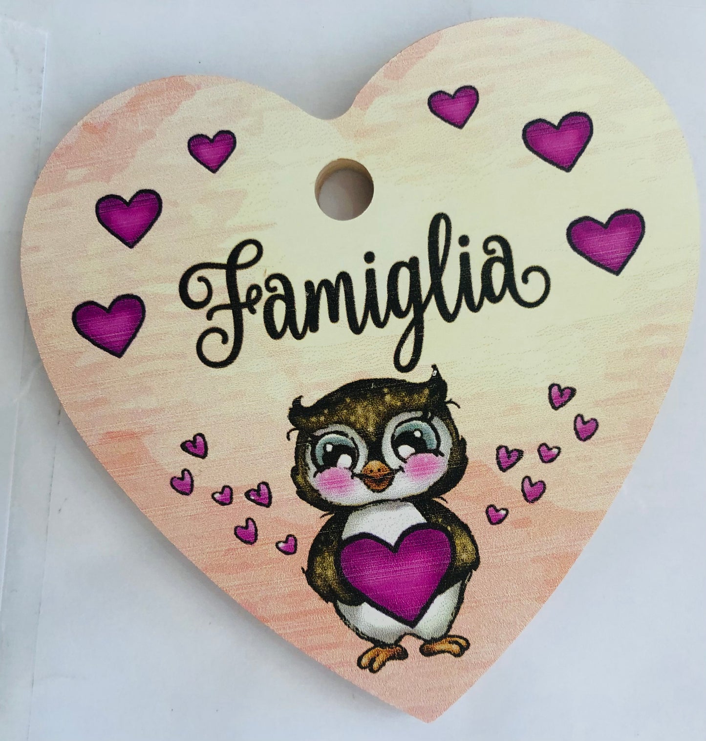 targhetta a cuore gufi