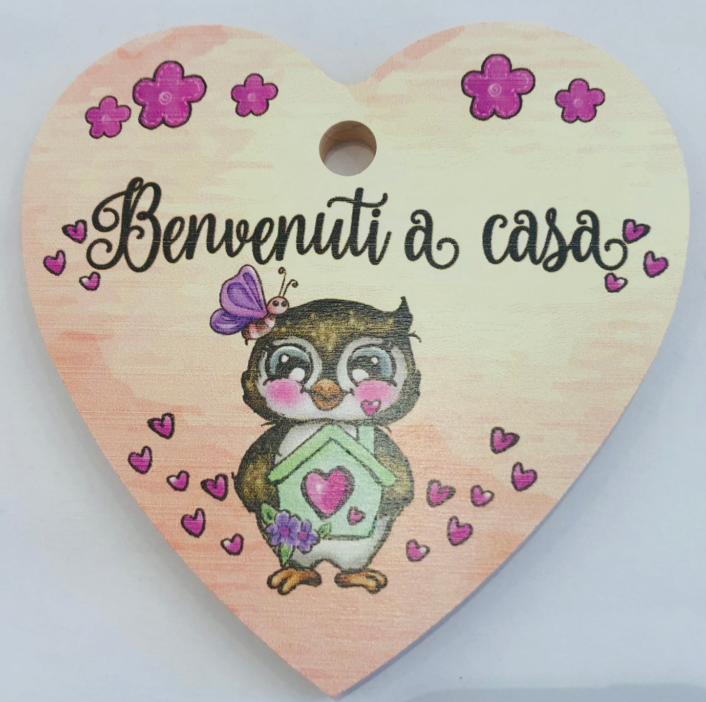 targhetta a cuore gufi