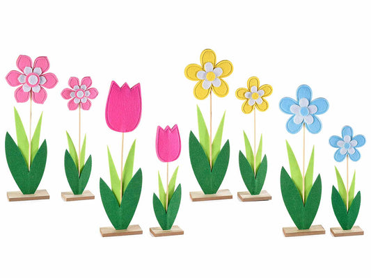 fiori decorativi in panno su base in legno