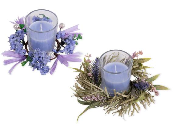 Confezione regalo candela profumata c/ghirlanda "Lavanda"
