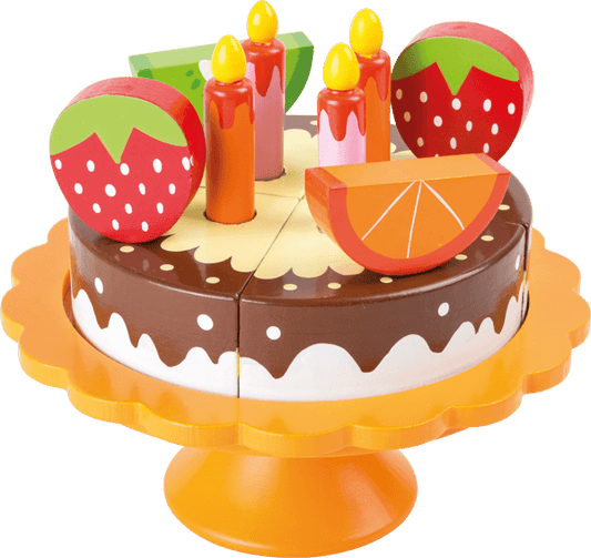 Torta di compleanno da tagliare in legno
