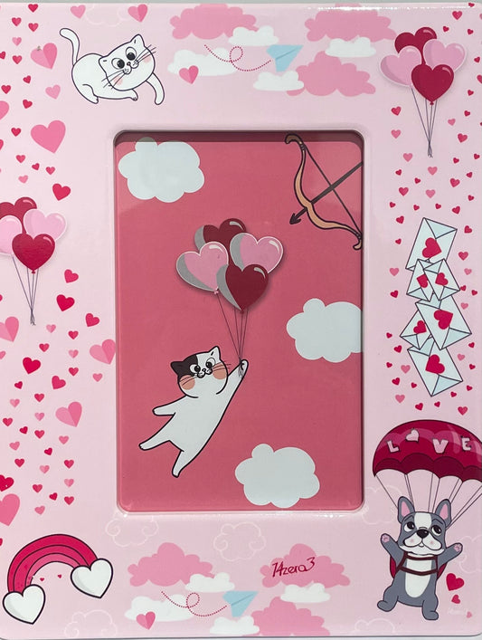 Portafoto in ceramica lucida da appoggiare "fall in love"