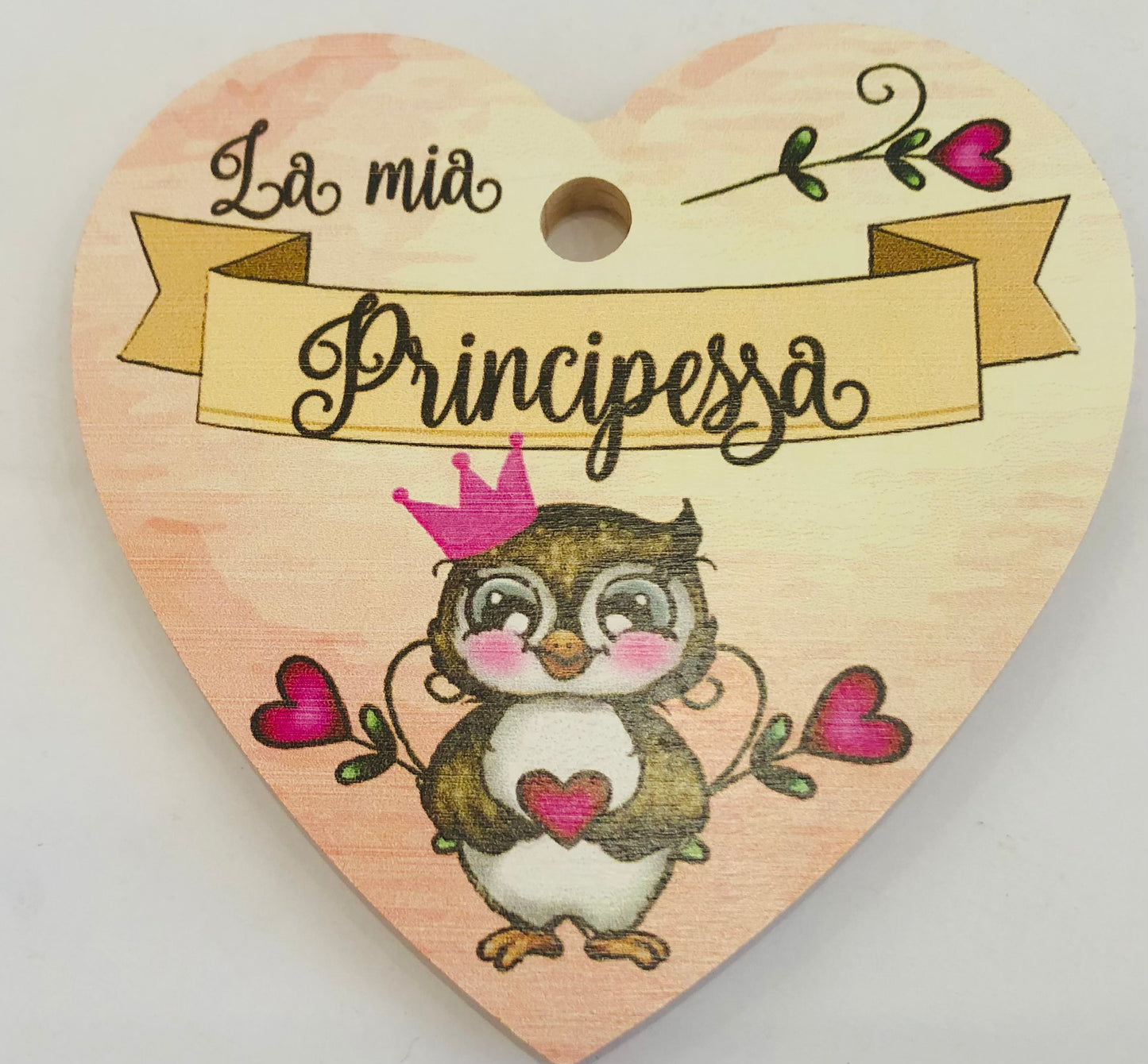 targhetta a cuore gufi