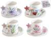 Confezione di 2 tazzine e piattini porcellana 80ml decori floreali