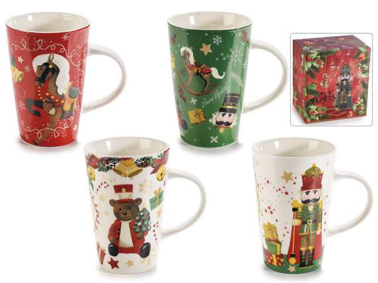 Tazze mug in porcellana con decori natalizi in scatola regalo
