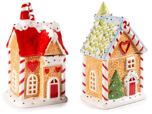portadolci di Natale alimentari in ceramica a casetta Pan di zenzero