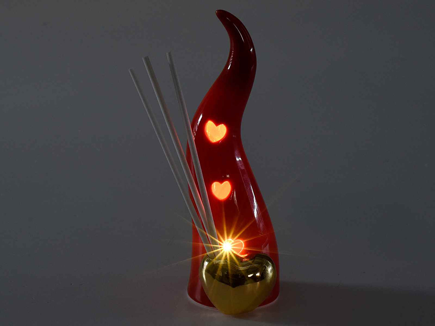 Profumatori a cornetto portafortuna porcellana con luce e stick per profumare
