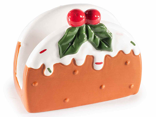 Portatovaglioli in ceramica pan zenzero con agrifoglio