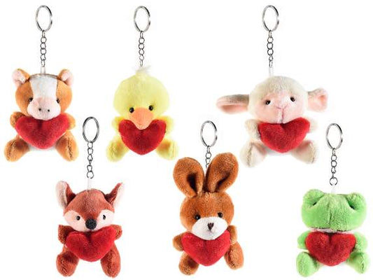 Animaletti portachiavi in morbido peluche con cuore