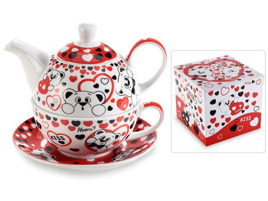 Set tazza,teiera,piattino porcellana Orsetto c/ scat. regalo