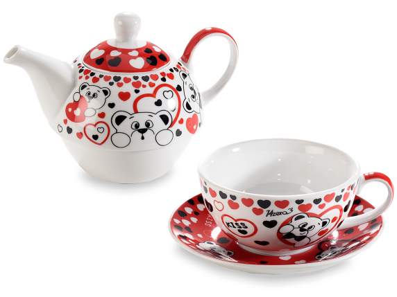 Set tazza,teiera,piattino porcellana Orsetto c/ scat. regalo
