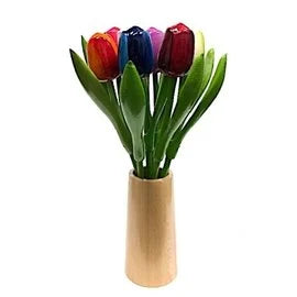 mix 9 tulipani cm20 in vaso legno