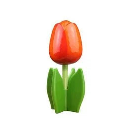 tulipano in legno su foglia