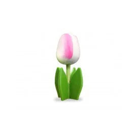 tulipano in legno su foglia